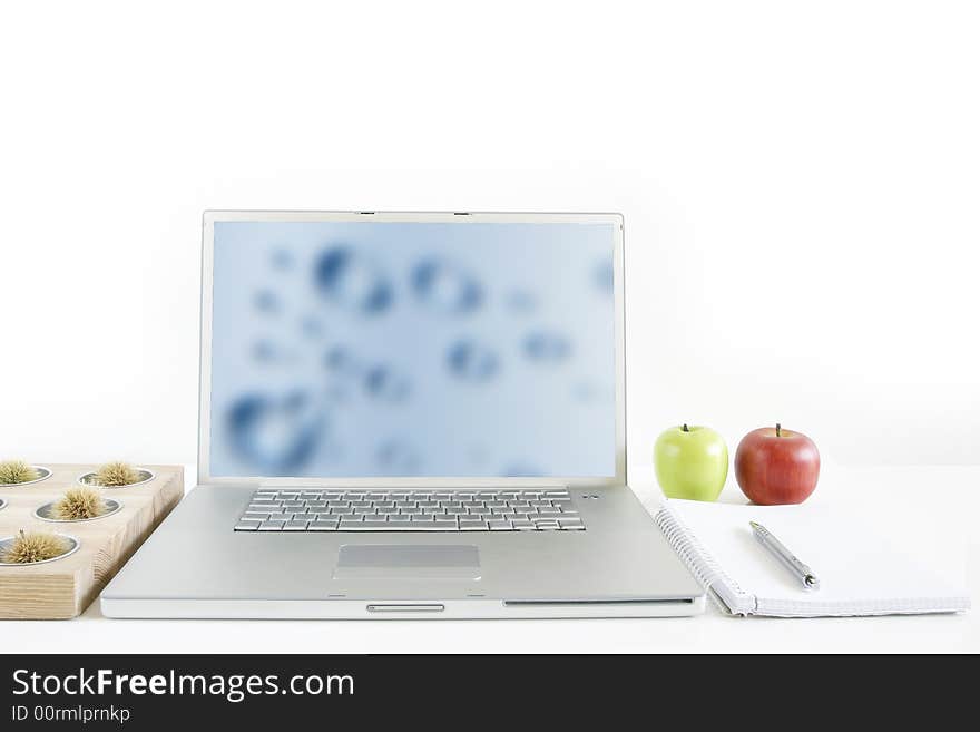 Home office. Computer in white background. Home office. Computer in white background.