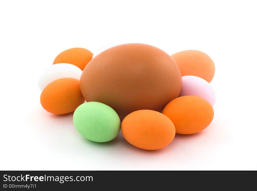 Egg with colored Easter eggs