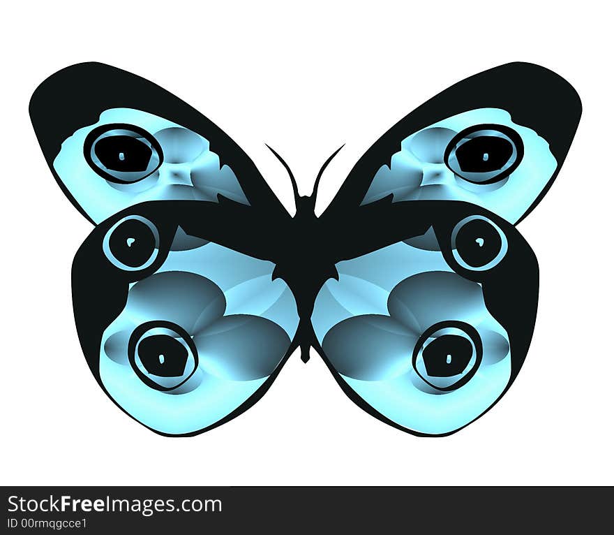 Ornamental butterfly in blue colours. Ornamental butterfly in blue colours.