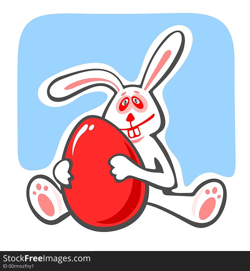 Happy easter bunny with egg on a white background. Happy easter bunny with egg on a white background.