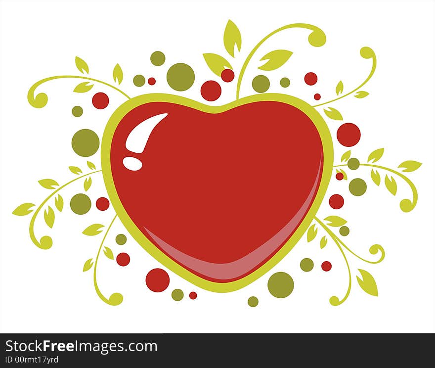 Ornate heart and foliage on a white background. Valentine's illustration. Ornate heart and foliage on a white background. Valentine's illustration.