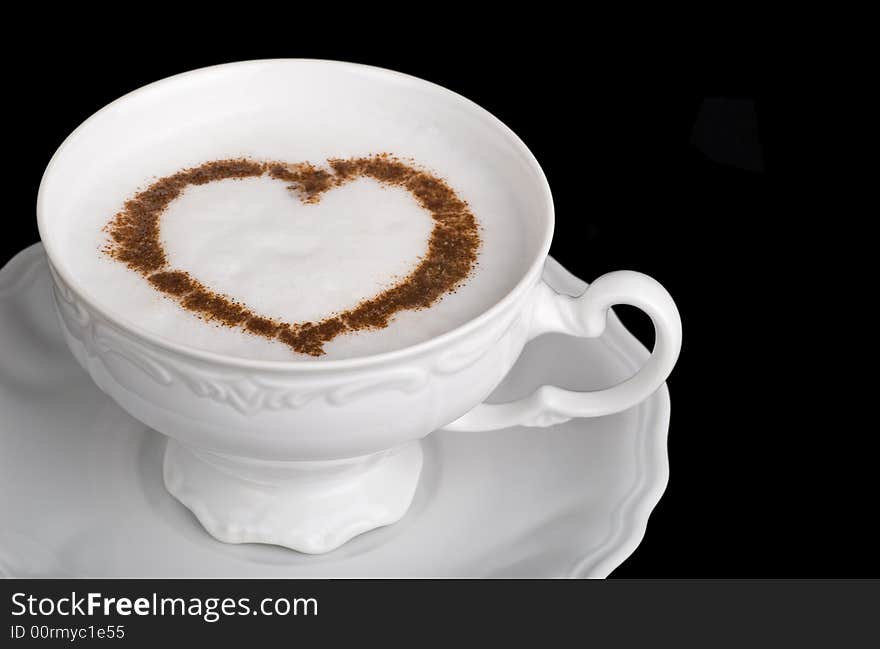 Coffee cappuccino cup with hea