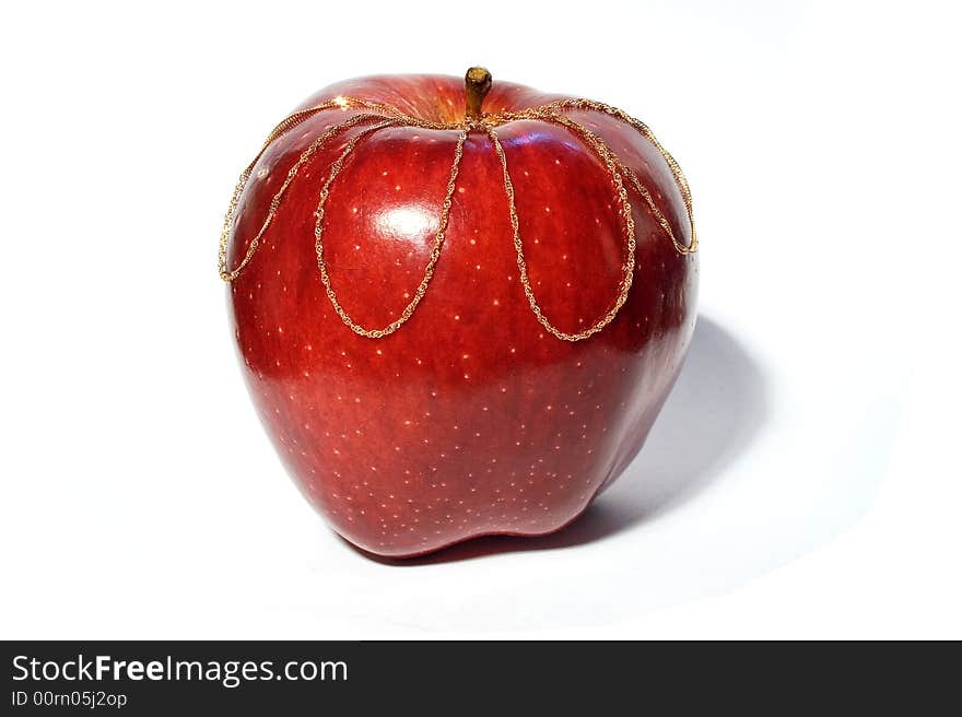 Whole apple with gold chain