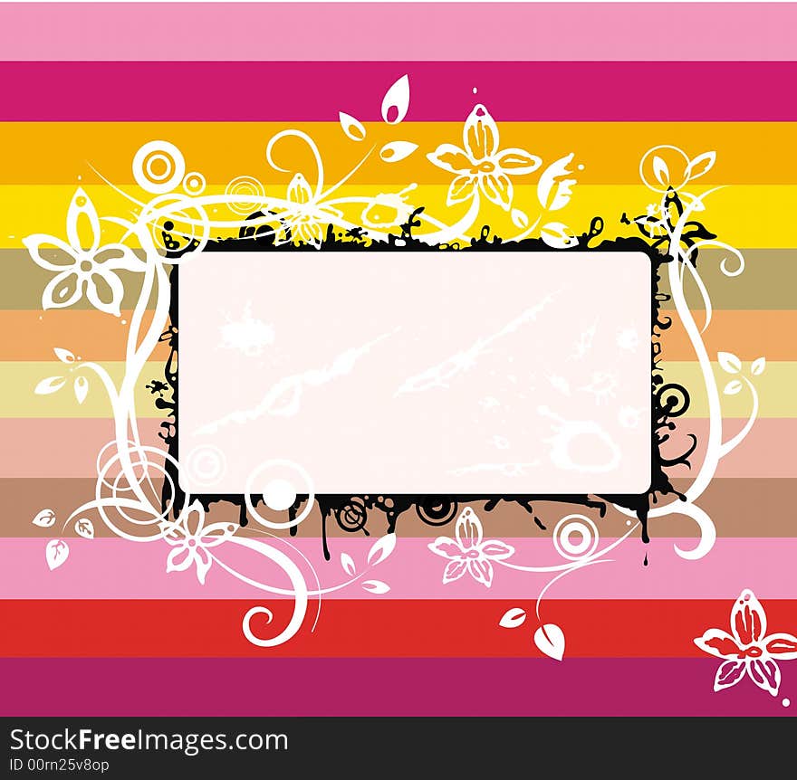 A colourful framed background decorated with flowers. A colourful framed background decorated with flowers