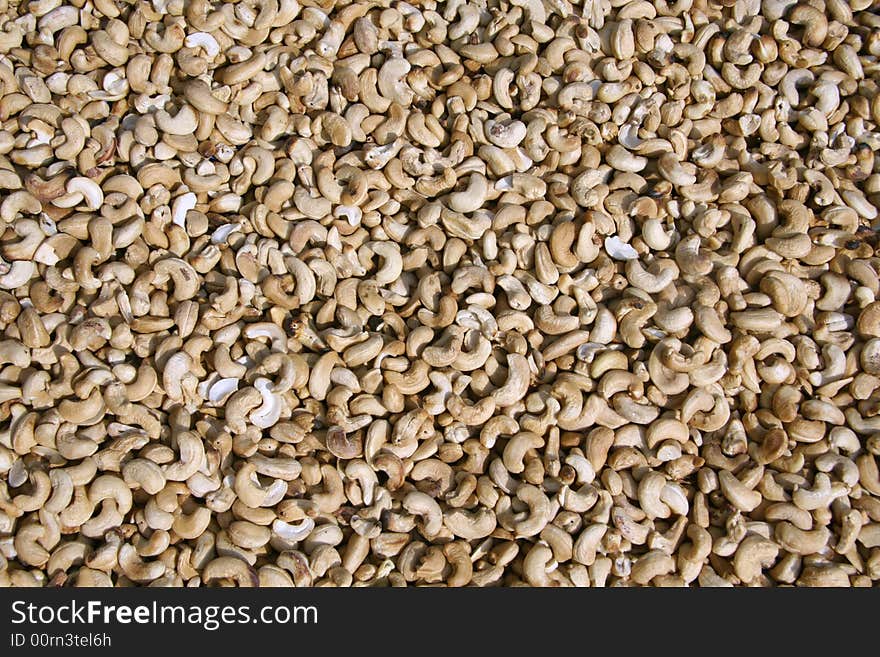 Dried cashew nuts display