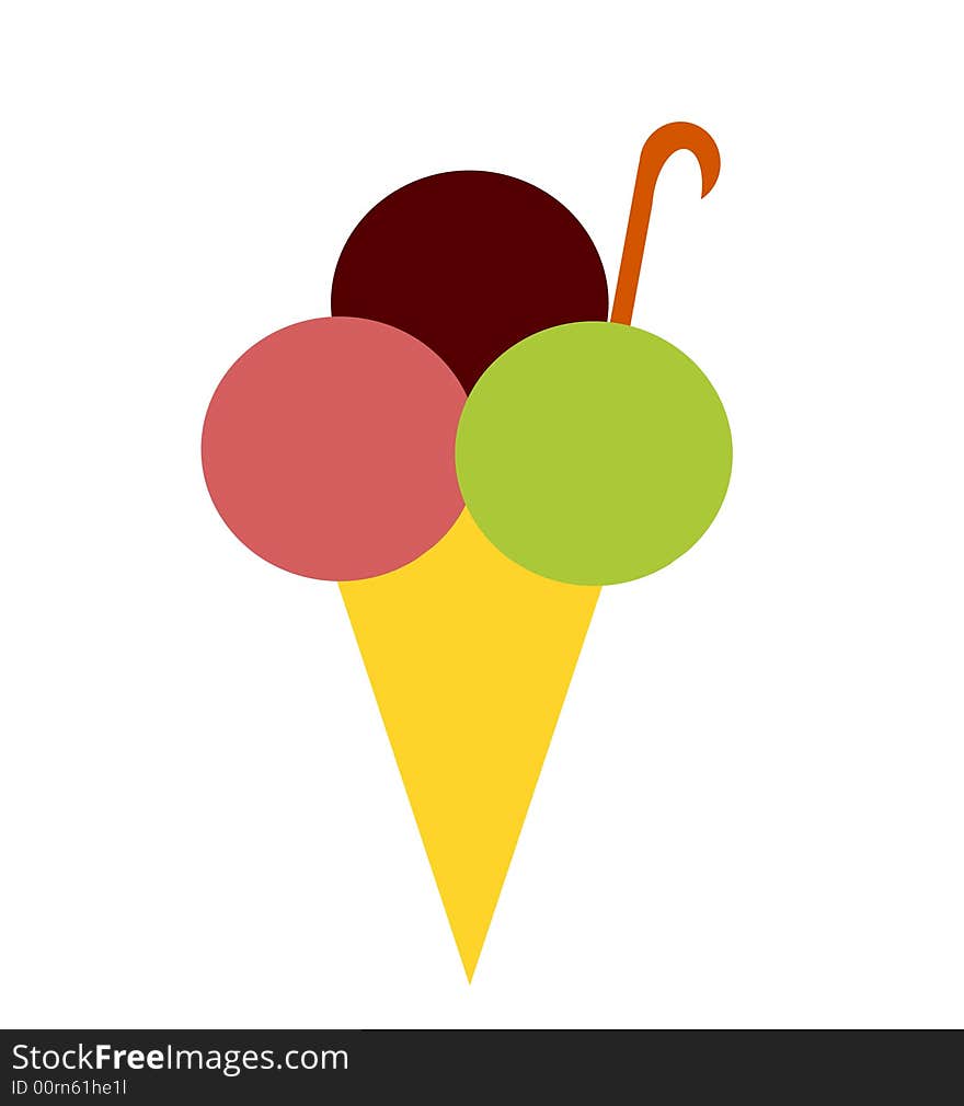 Three flavoured ice cream cone