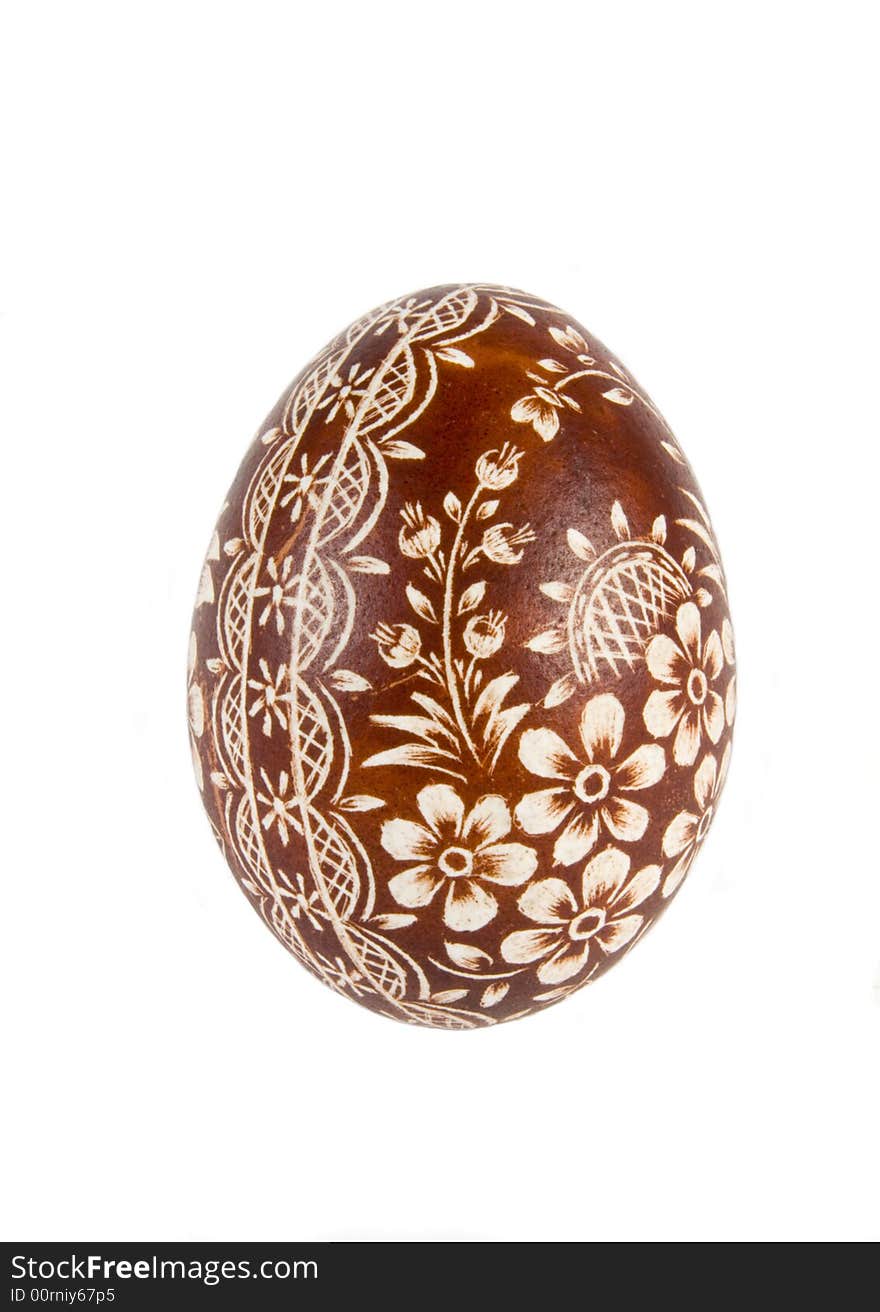 Hand painted easter egg on white background