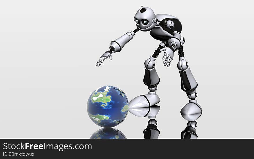 Silly robot and globe