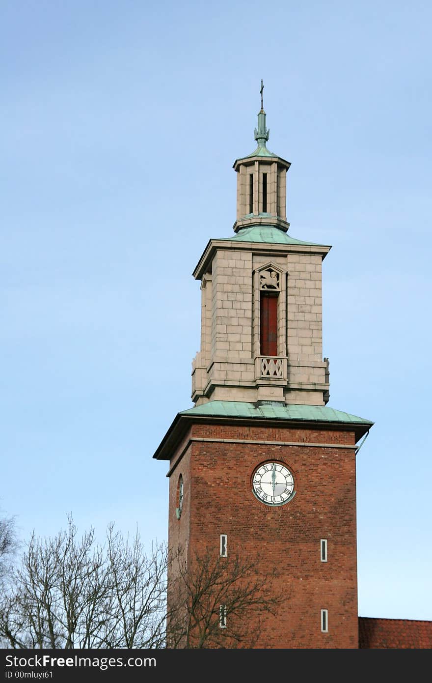 Restored church tower