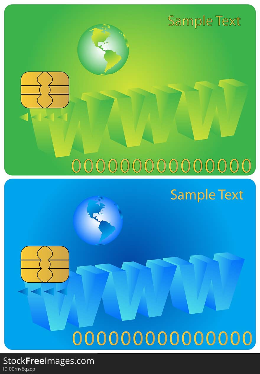 Illustration of banking card, green, blue