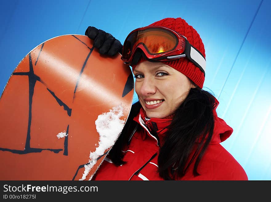 Young Adult Female Snowboarder