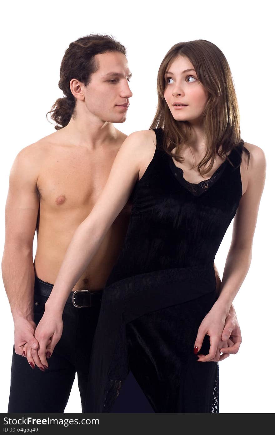 Romantic scene: girl in black and her boyfriend