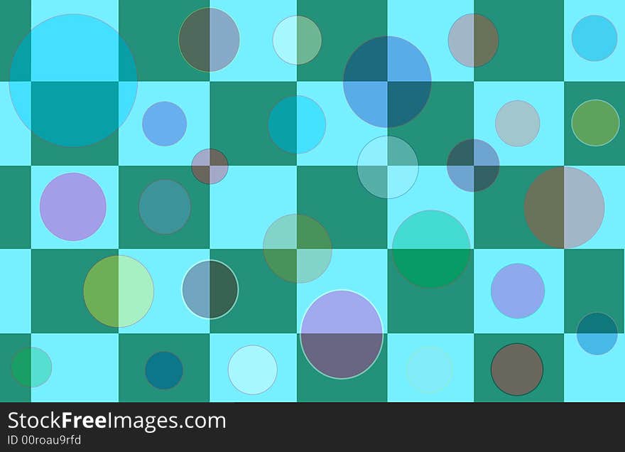 Checker pattern with floating multi-colored bubbles. Checker pattern with floating multi-colored bubbles