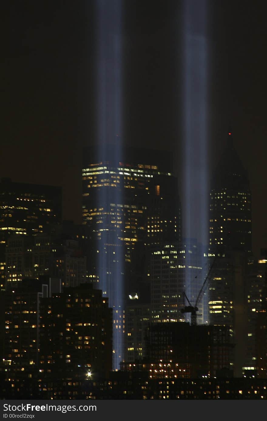 The Tribute in Light memorial for September 11th victims in the World Trade Center