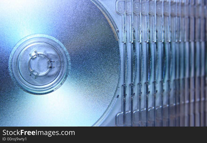 Close up with selective focus of a fanned pile of compact discs. Close up with selective focus of a fanned pile of compact discs
