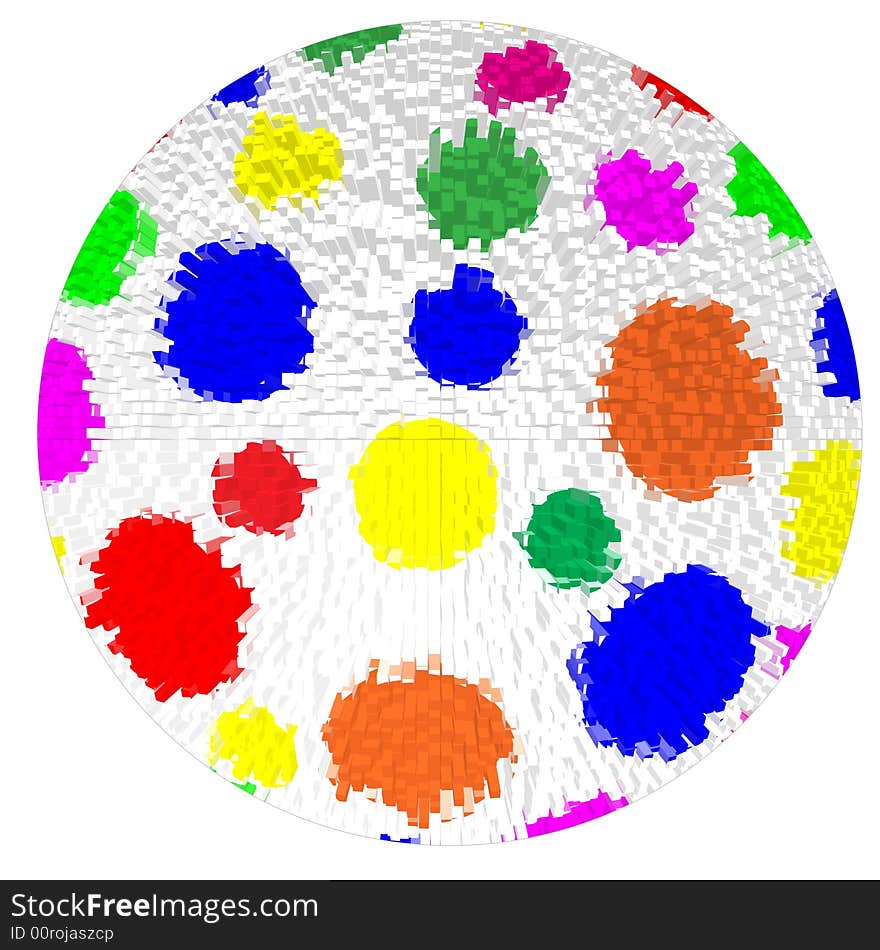 Abstract of colorful and unique textured polka dot ball