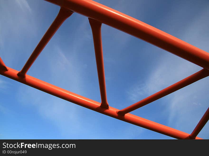 Close up detail of steel tubing on playground equipment. Close up detail of steel tubing on playground equipment