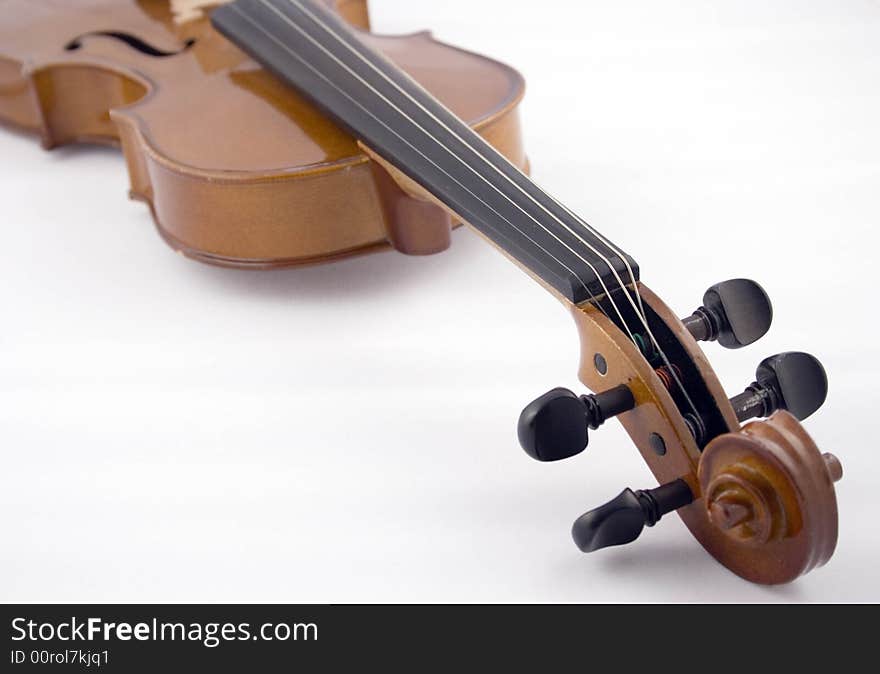 Close-up of Violin Neck on white background