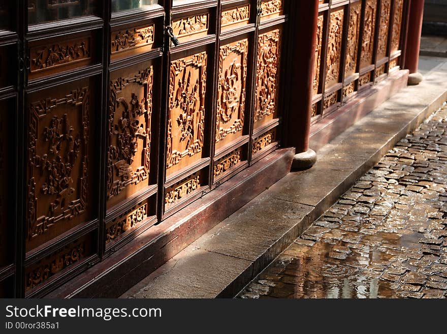 Part of a wall of an historical house.This picture is taken in Hanshan Temple in Suzhou ,China. Part of a wall of an historical house.This picture is taken in Hanshan Temple in Suzhou ,China.