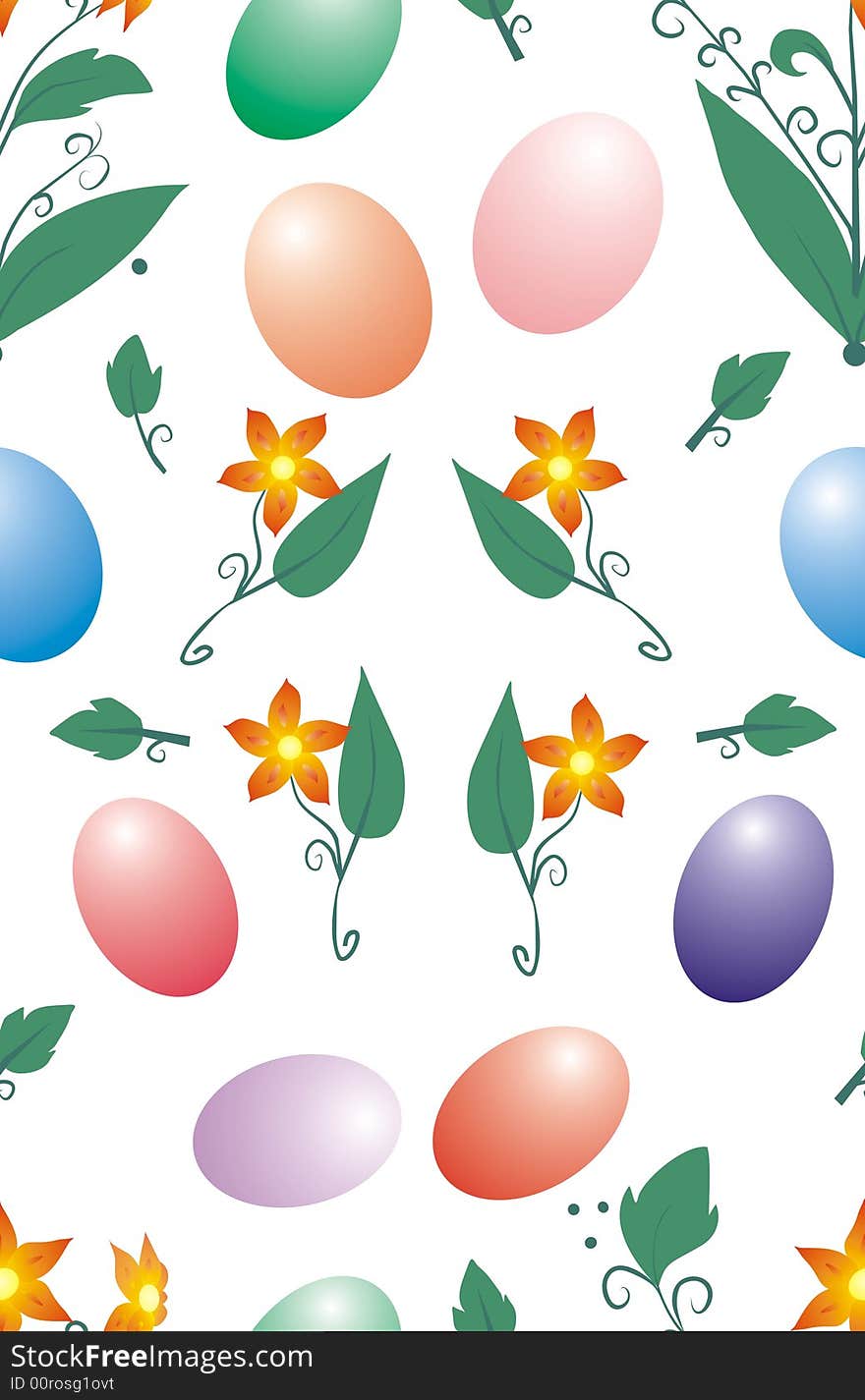 Easter eggs and flowers background. Easter eggs and flowers background