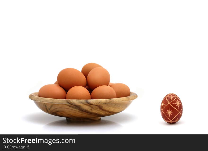 Easter eggs on white background