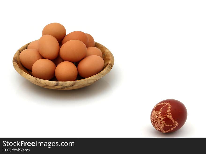 Easter eggs on white background