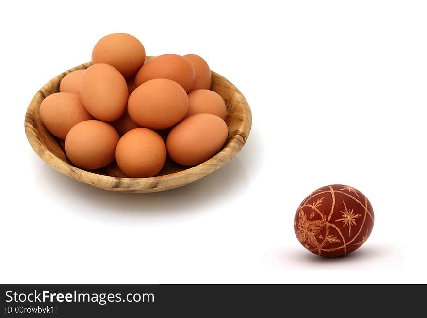 Easter eggs on white background