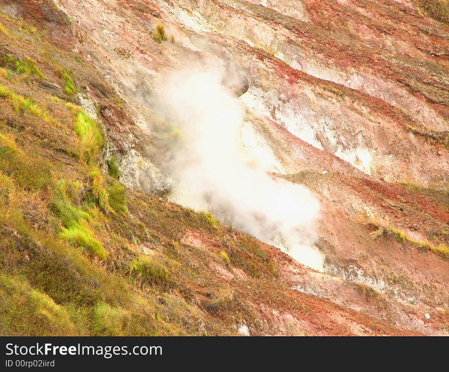 Volcanic steam at Taal crater, Batangas, Philippines.