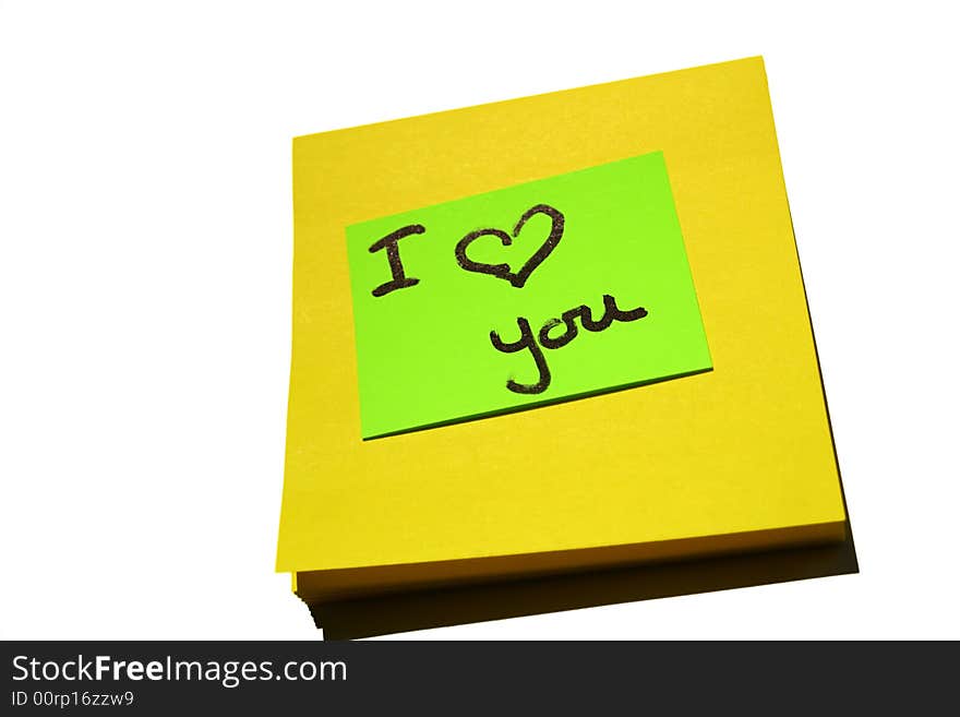 An image of an adhesive note with love words. An image of an adhesive note with love words