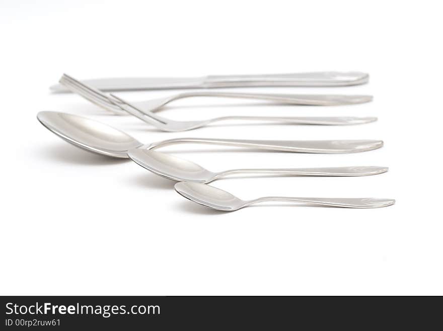 Silver table wares isolated on white. Silver table wares isolated on white