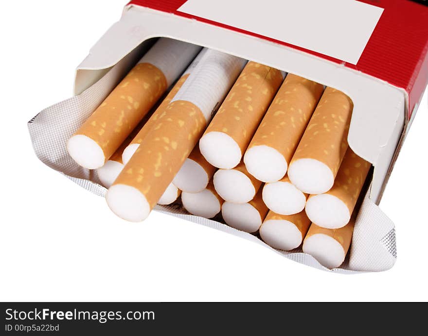 Box of cigarettes isolated on white background.