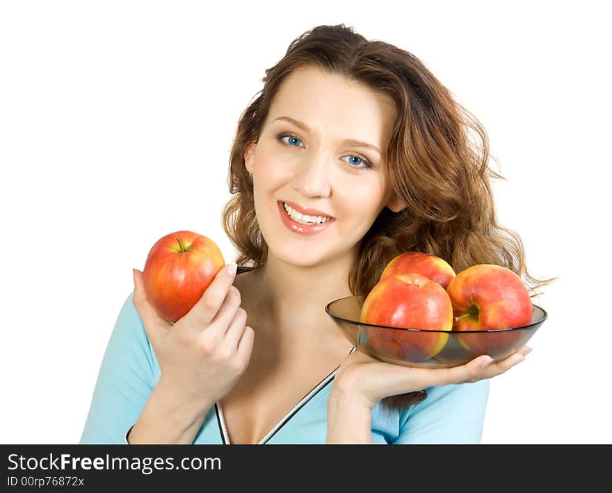 Young women with apples