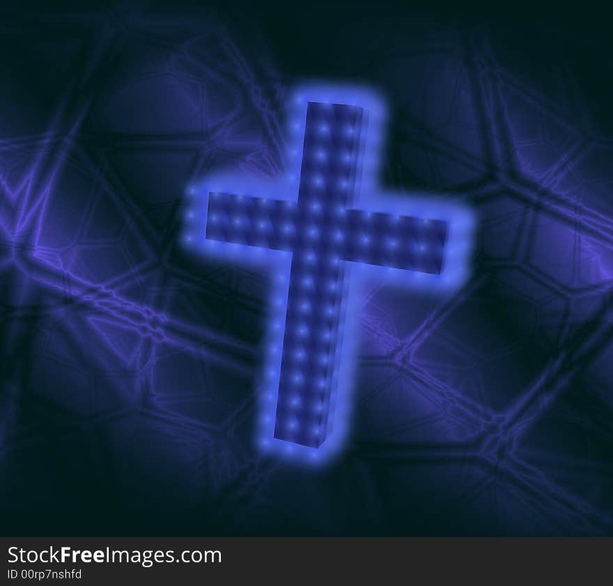 Cross soaring with dark blue an aura. Cross soaring with dark blue an aura