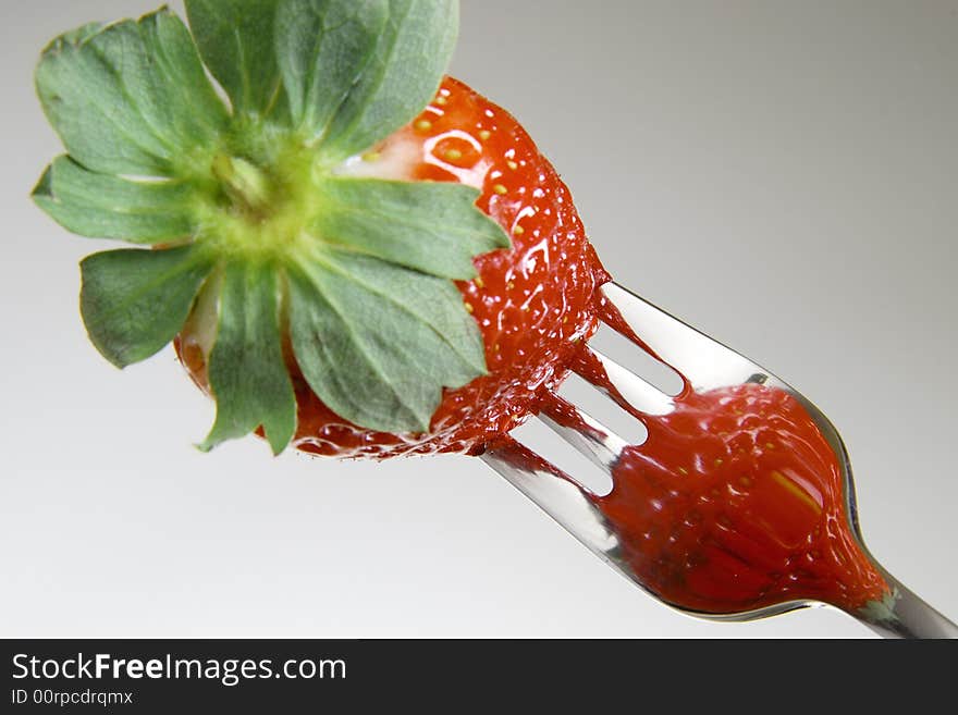 Fresh Strawberry on a fork