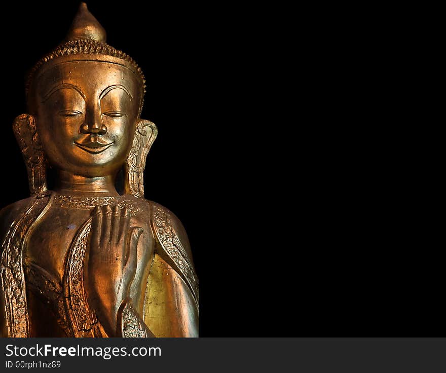 Myanmar, Pindaya: 8000 buddha's cave; typical Buddha with smiling face