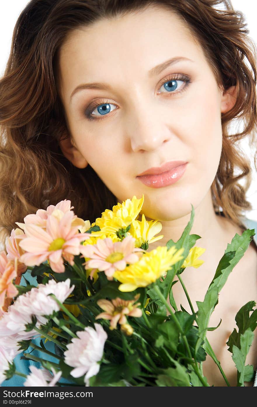 Portrait gorgeous women with flowers