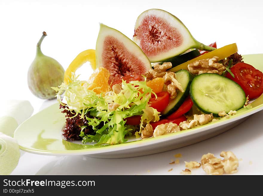 Salad with fresh fig and vegetables. Salad with fresh fig and vegetables