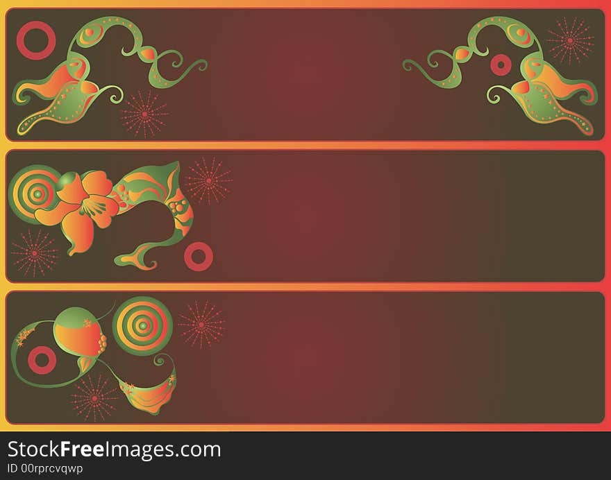 Illustration of decorative banners with abstract patterns