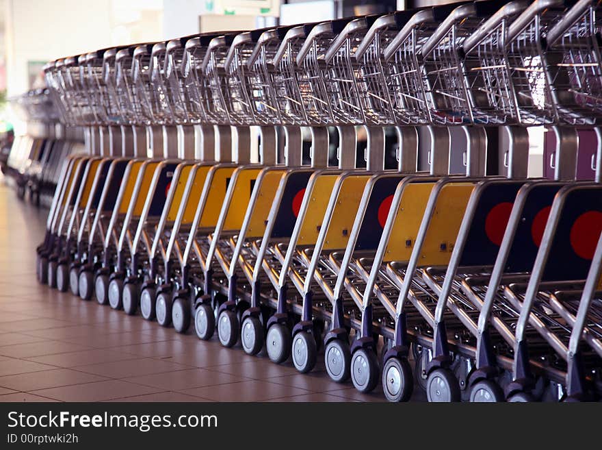 Baggage Trolleys at aeroport station