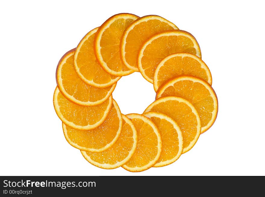 Orange slice ordered in circle pattern. Orange slice ordered in circle pattern