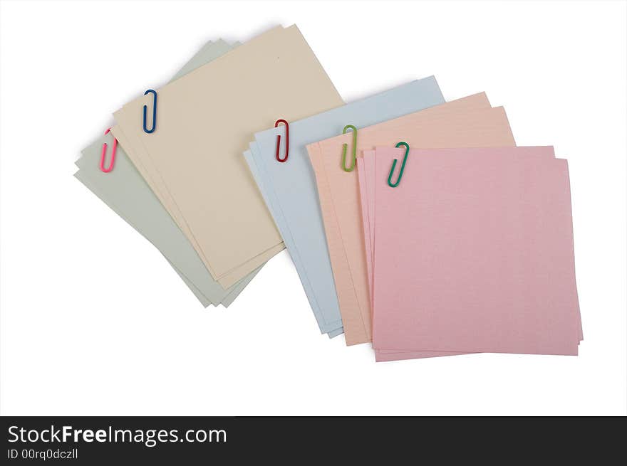 Five cups of paper peaces with clip isolated on white 2. Five cups of paper peaces with clip isolated on white 2