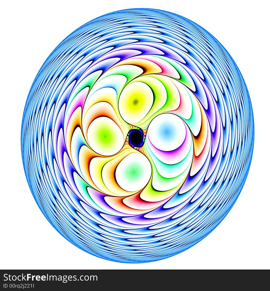 Abstract fractal image resembling a painted layered button