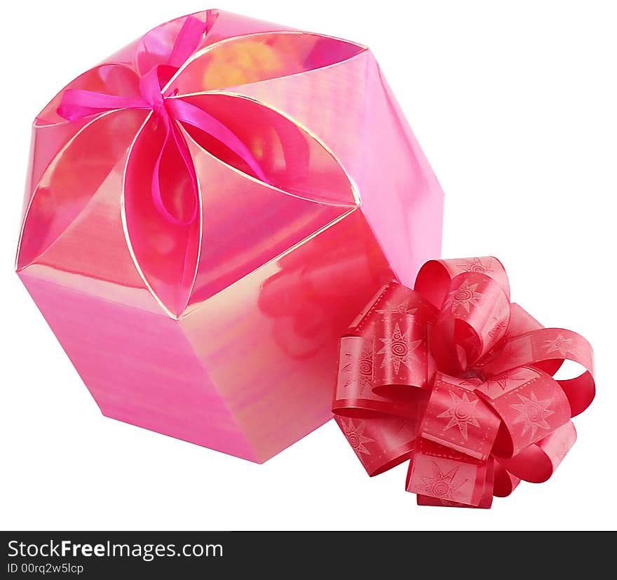 Present Pink Box and Red Bow