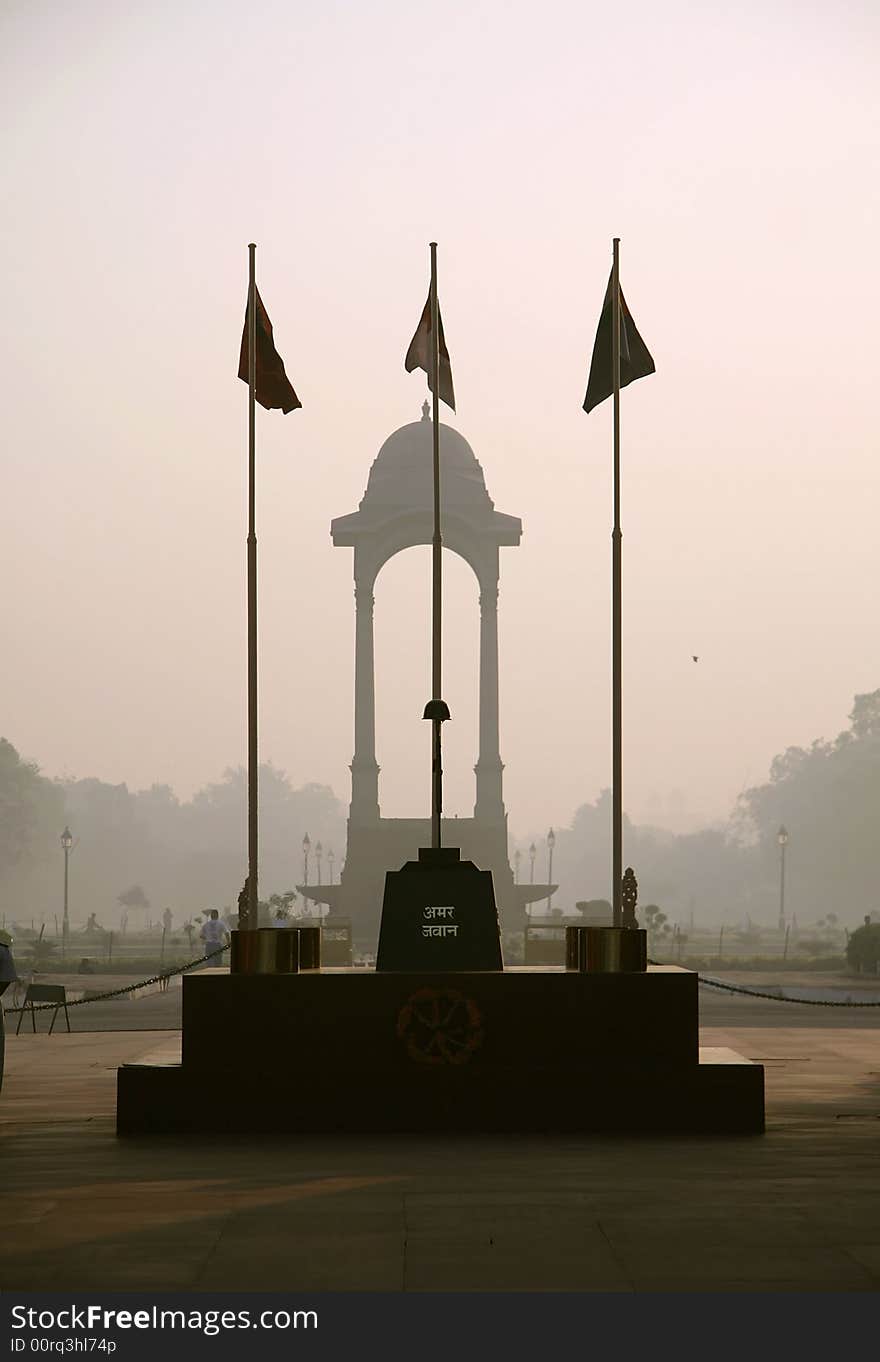 Sunset at india gate, delhi, india