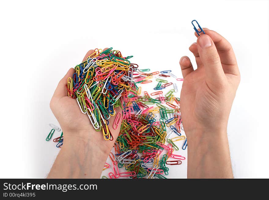 Hands Holds Paper Clips