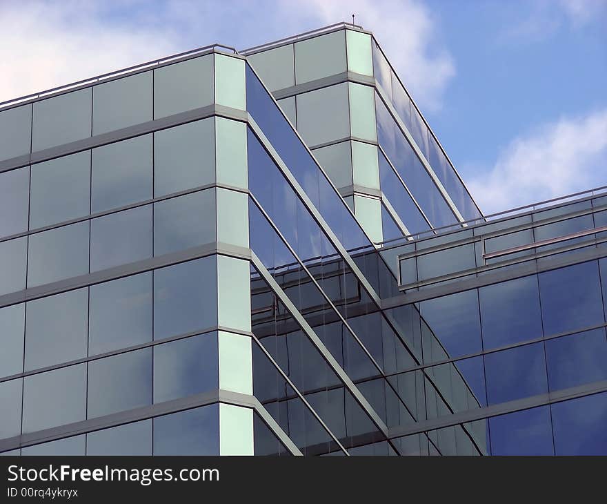 A pleasing arrangement of glass blocks in a modern skyscraper.