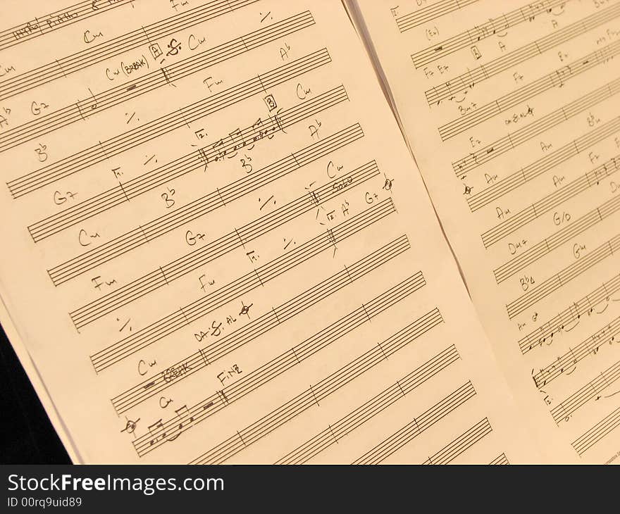 Musical notes for piano on a old paper