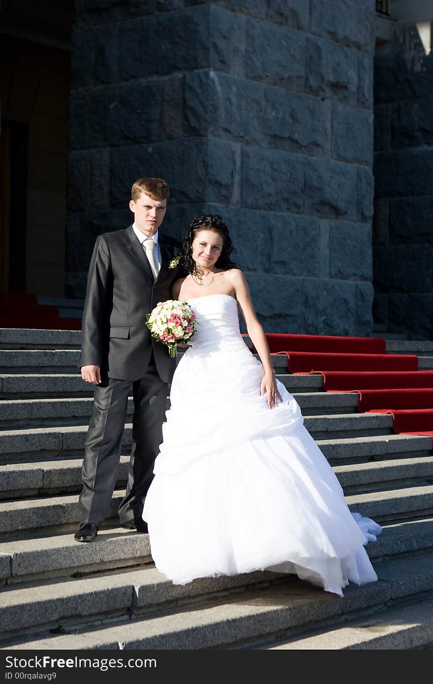 Bride And Groom In The Staircase