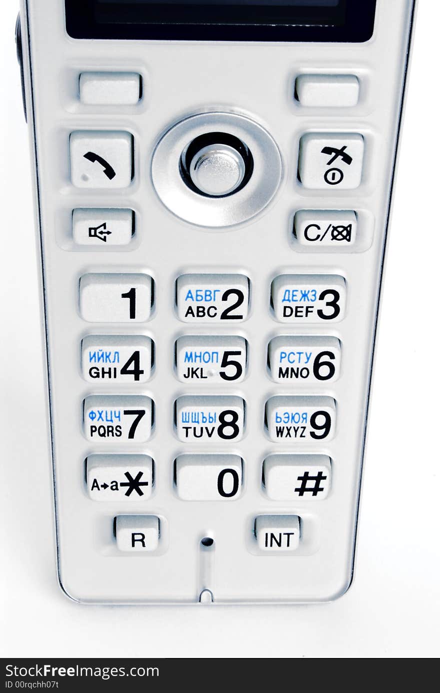 Telephone keyboard on a white background