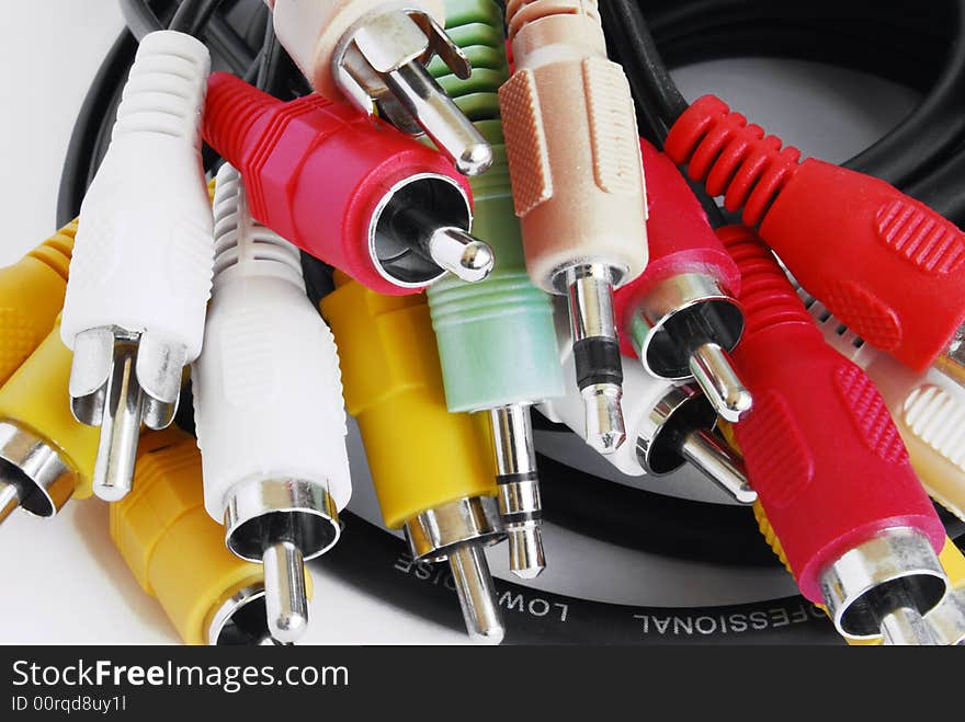 Varicoloured cable on a white background